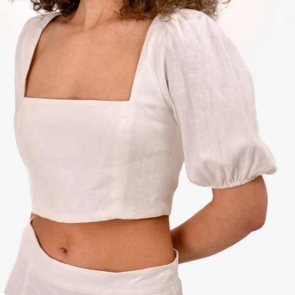 Reformation Linen Square Neckline Crop Top - Picture 2 of 3